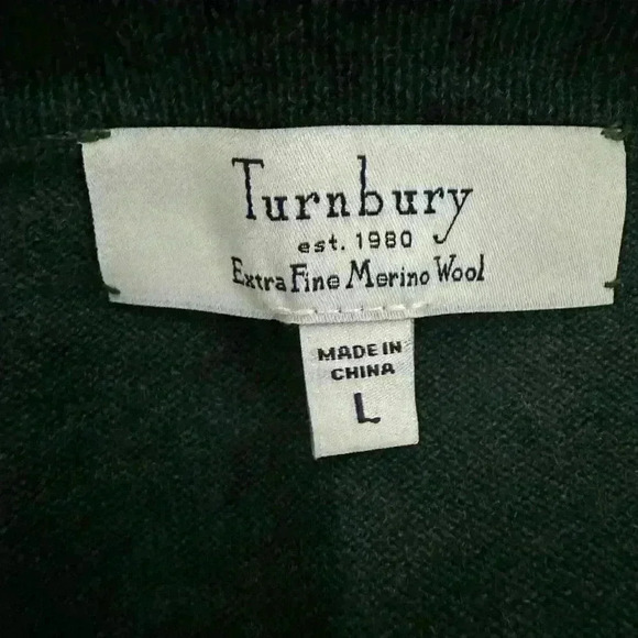 NWOT Turnbury Knit Extra Fine Merino Wool V-Neck Sweater Vest Green Size L - Picture 5 of 9
